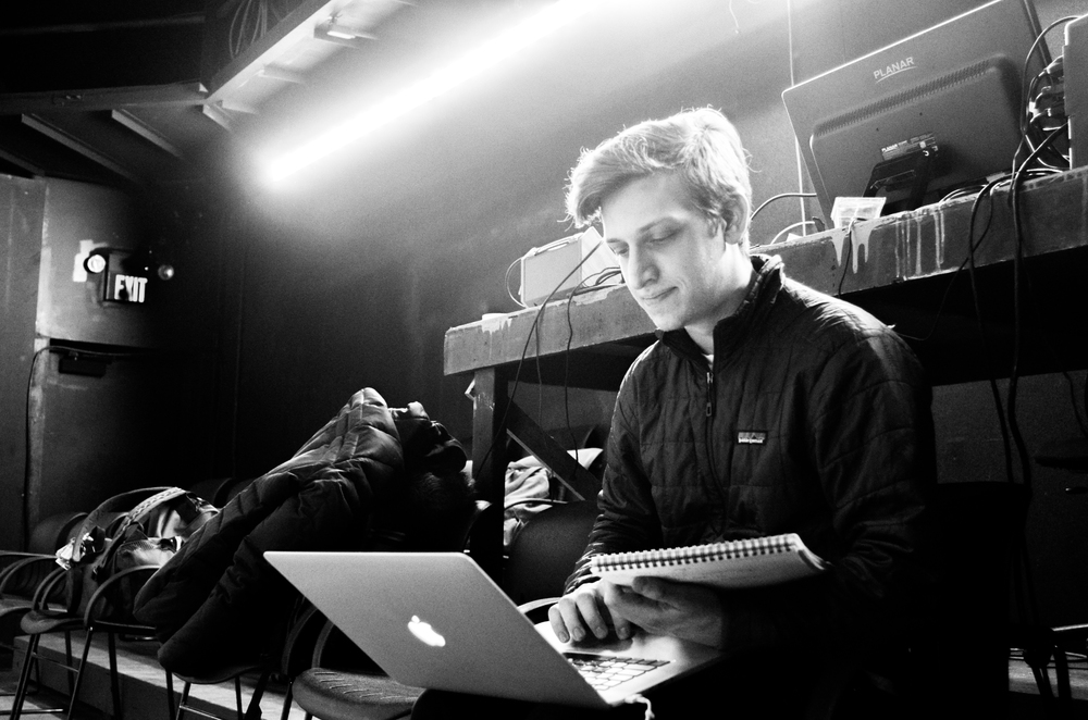 Sound Designer Max Helburn '18 prepares for a run of Judas. Photo: Gabe Cohn '16
